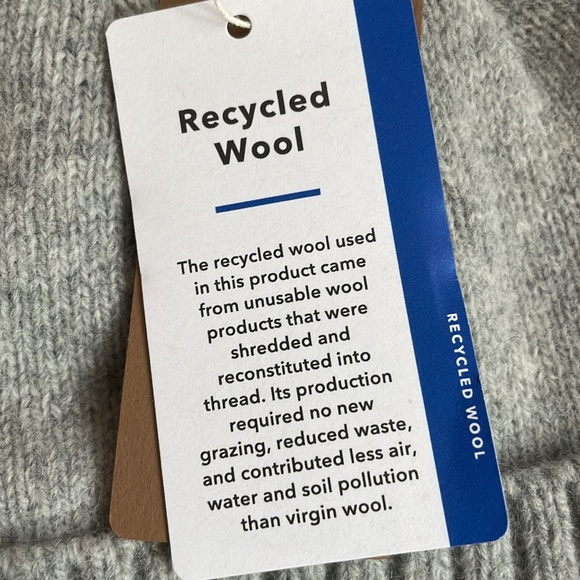 Brand New Patagonia Brodeo Beanie Recycled Wool Drifter Grey Logo Hat Ski Hike - Picture 9 of 15